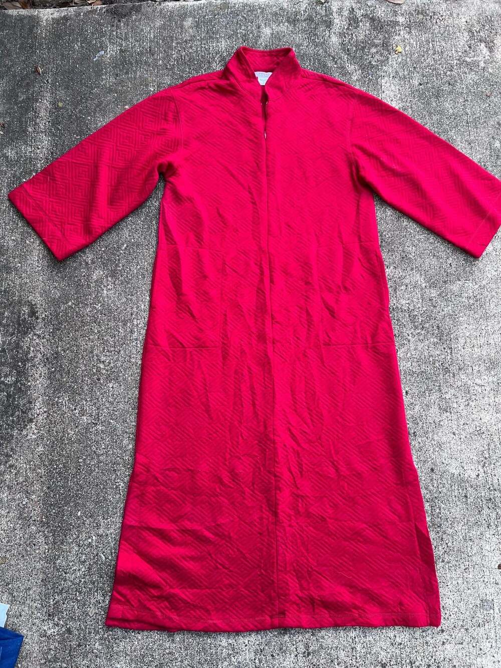 Natori Private Luxuries Robe Size S Red Quilted Zip Front Lounge